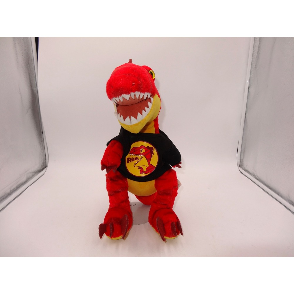 Build A Bear Workshop Red Raptor Dinosaur Plush Stuffed Animal with Roar T Shirt